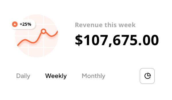 screenshot of revenue with 25% increase graph